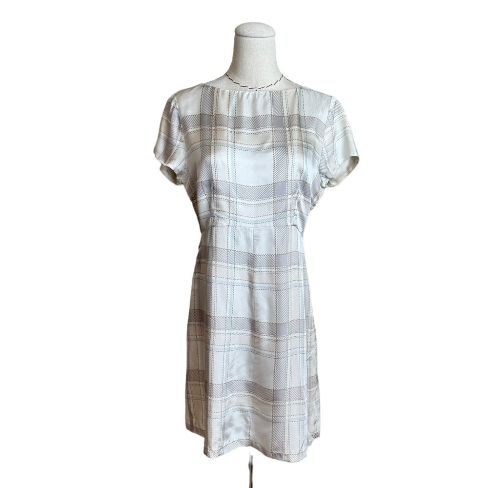 Vintage 90s Dries Van Noten Plaid Rayon Mini Shift Dress size 40 US 4